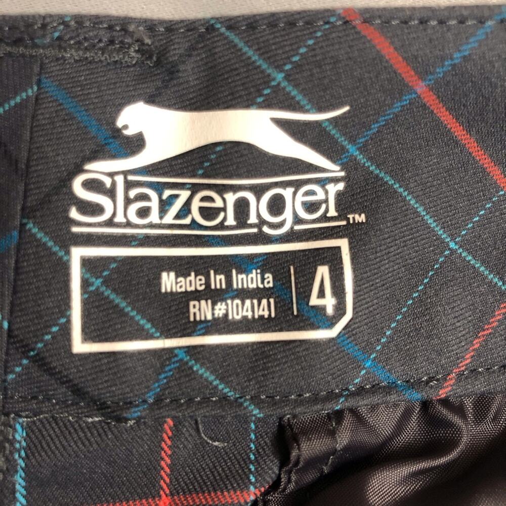 Slazenger Graphite Black Coral Turquoise Tan Plaid Activewear Pants with Pockets - Picture 7 of 16